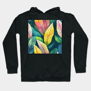 Colorful watercolor leaves pattern Hoodie